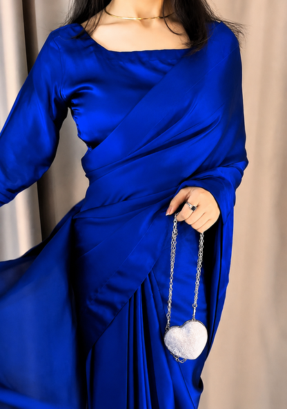 Nayab Stitched Plain Silk Saree
