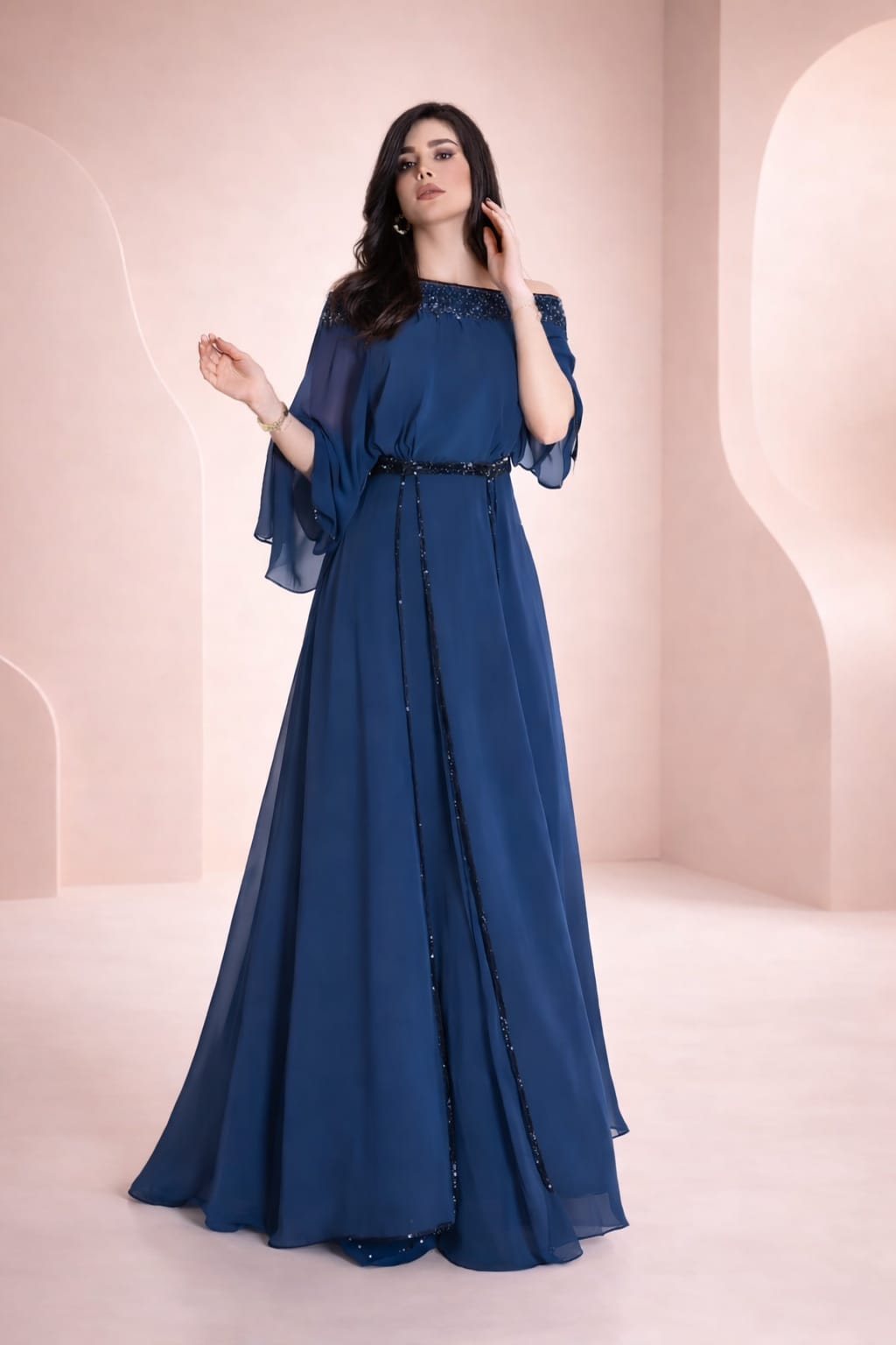 Blue Maxi With Extra Layers & Handwork