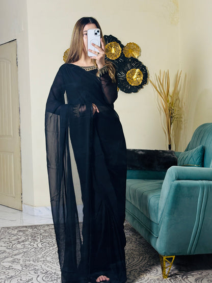 Zara Luxury Black Saree