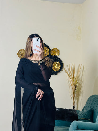Zara Luxury Black Saree