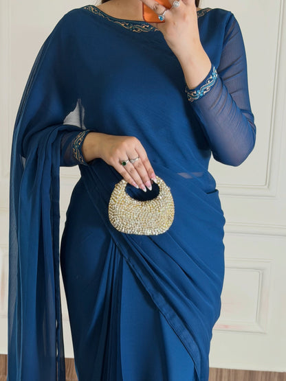 Hania Stitched Chiffon Saree
