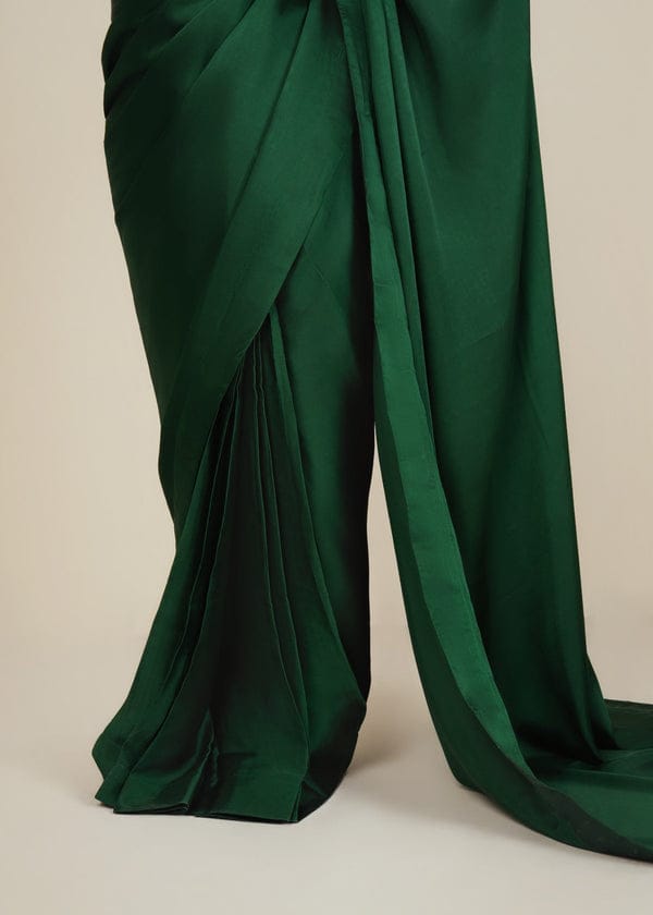 Nayab Stitched Plain Silk Saree