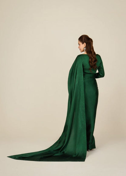 Nayab Stitched Plain Silk Saree