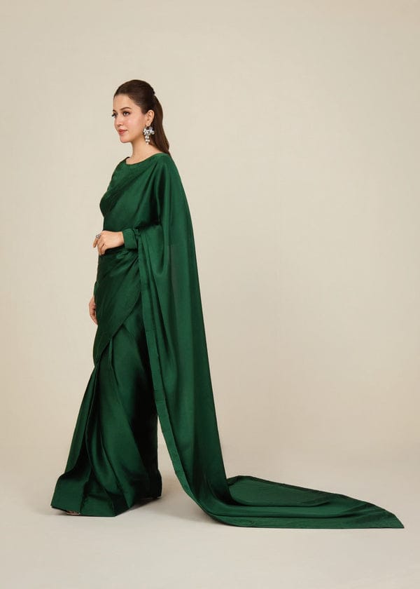 Nayab Stitched Plain Silk Saree